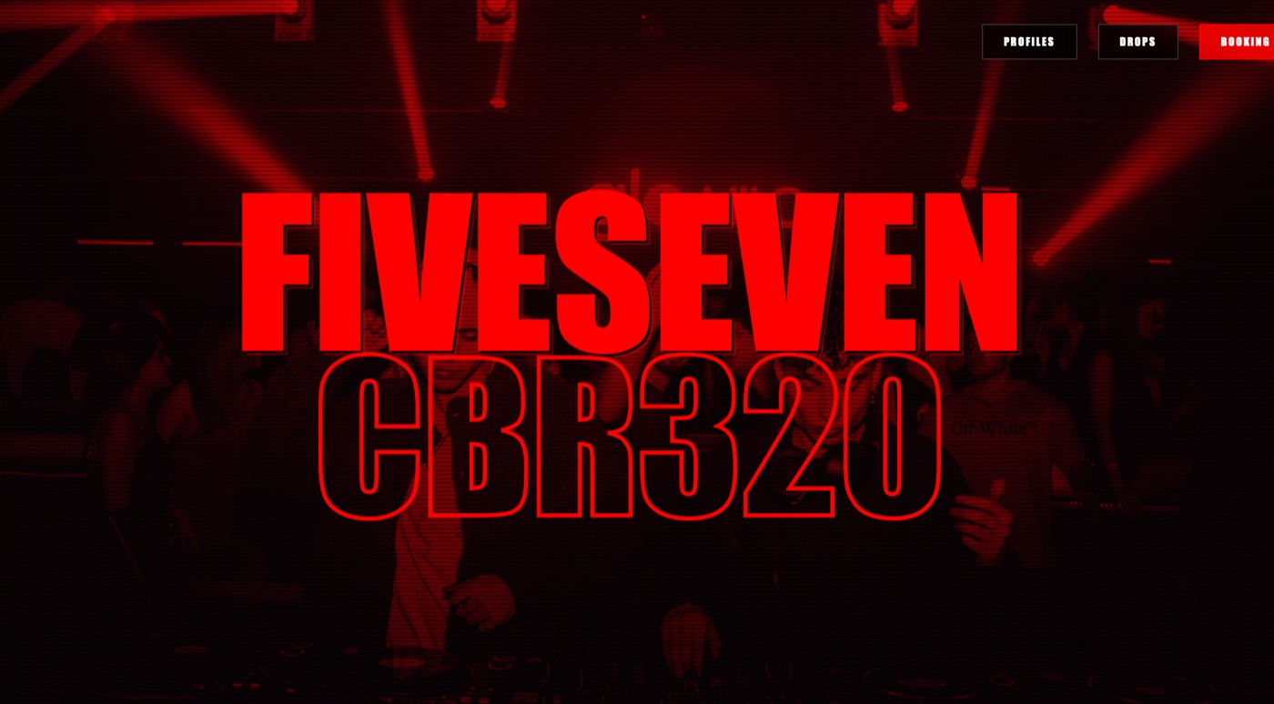 Hero section del sito FIVESEVEN CBR